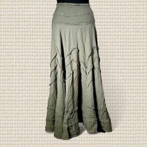 Miss Me Ruffle Maxi Skirt – Olive Green – Size M